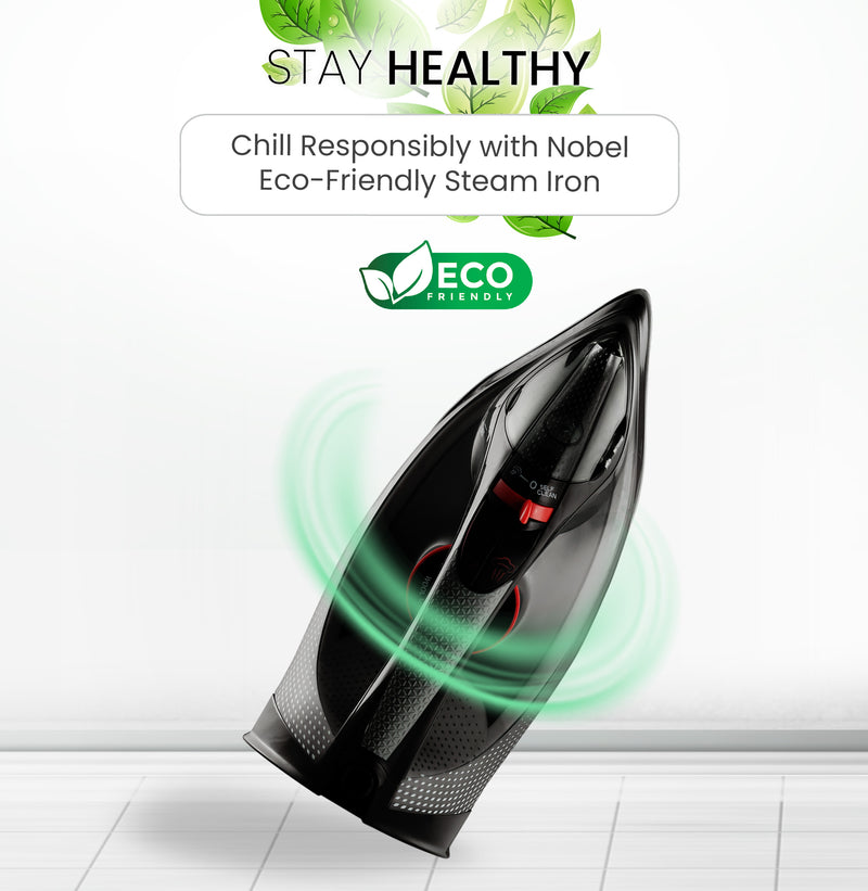 Nobel Steam Iron, Dry Ironing, Spray & Steam Function, Powerful Burst & Vertical Steam, Adjustable Control, 360° Swivel Cord Guard, Overheat Safety, Indicator Light, 300ml Water Tank NSI30 Black-2