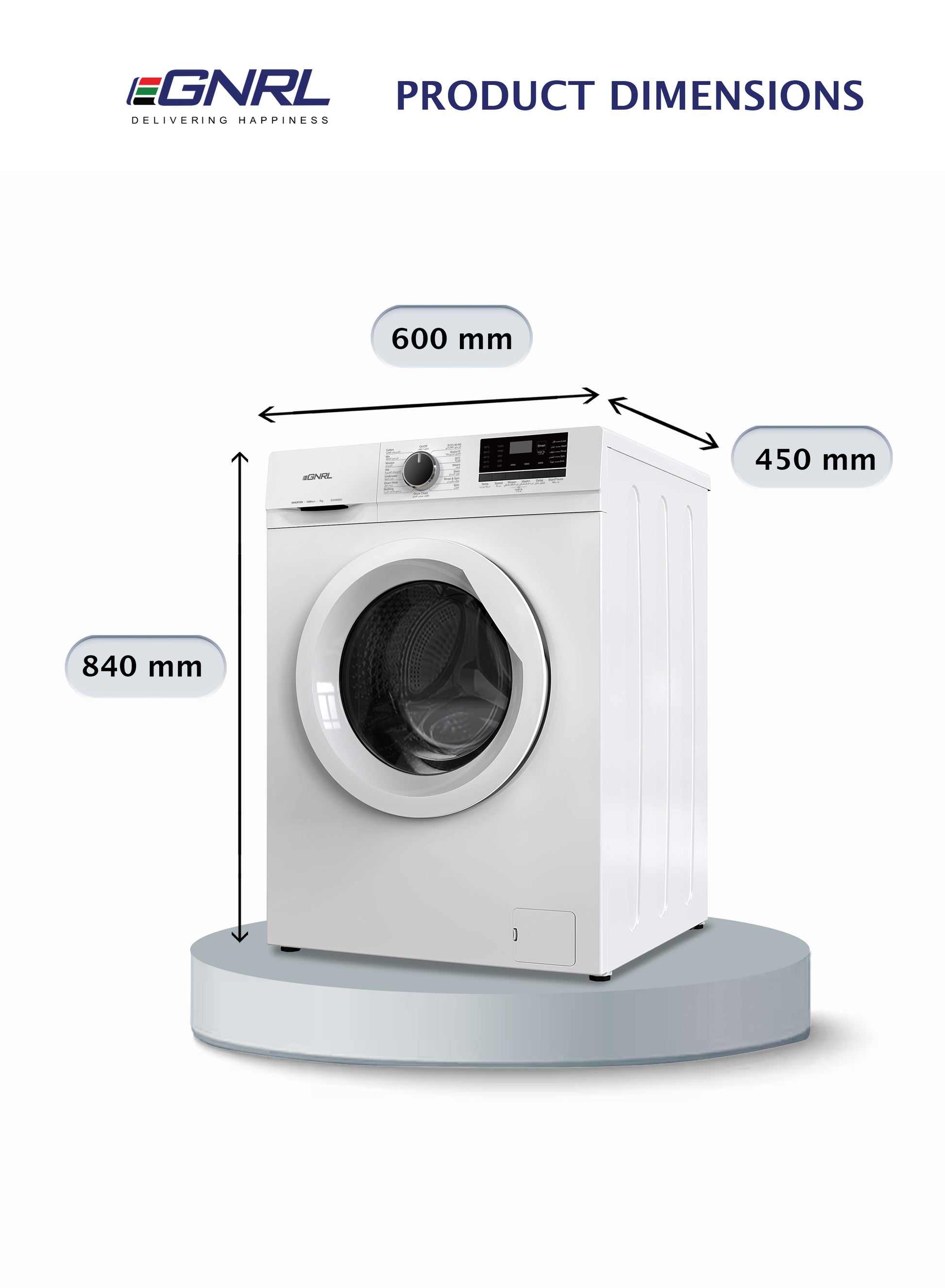 EGNRL EGWM850 2024 Model 7KG Front Load Washing Machine With BLDC Inverter Motor 10 Year Warranty 1200 RPM 16 Program Fully Automatic Washer With Digital Control-LED Display-2