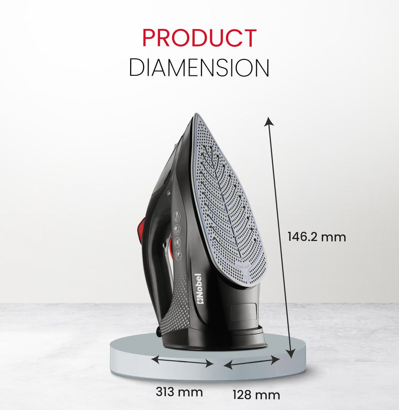 Nobel Steam Iron, Dry Ironing, Spray & Steam Function, Powerful Burst & Vertical Steam, Adjustable Control, 360° Swivel Cord Guard, Overheat Safety, Indicator Light, 300ml Water Tank NSI30 Black-3