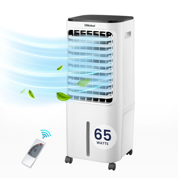 Nobel Air Cooler, 12L Water Tank, 3-Speed, Ionizer, Remote Control, Auto Swing, 7.5H Timer, Honeycomb Cooling Pads,Tubular Flow Fan with Water Shortage Protection NAC40R White-1