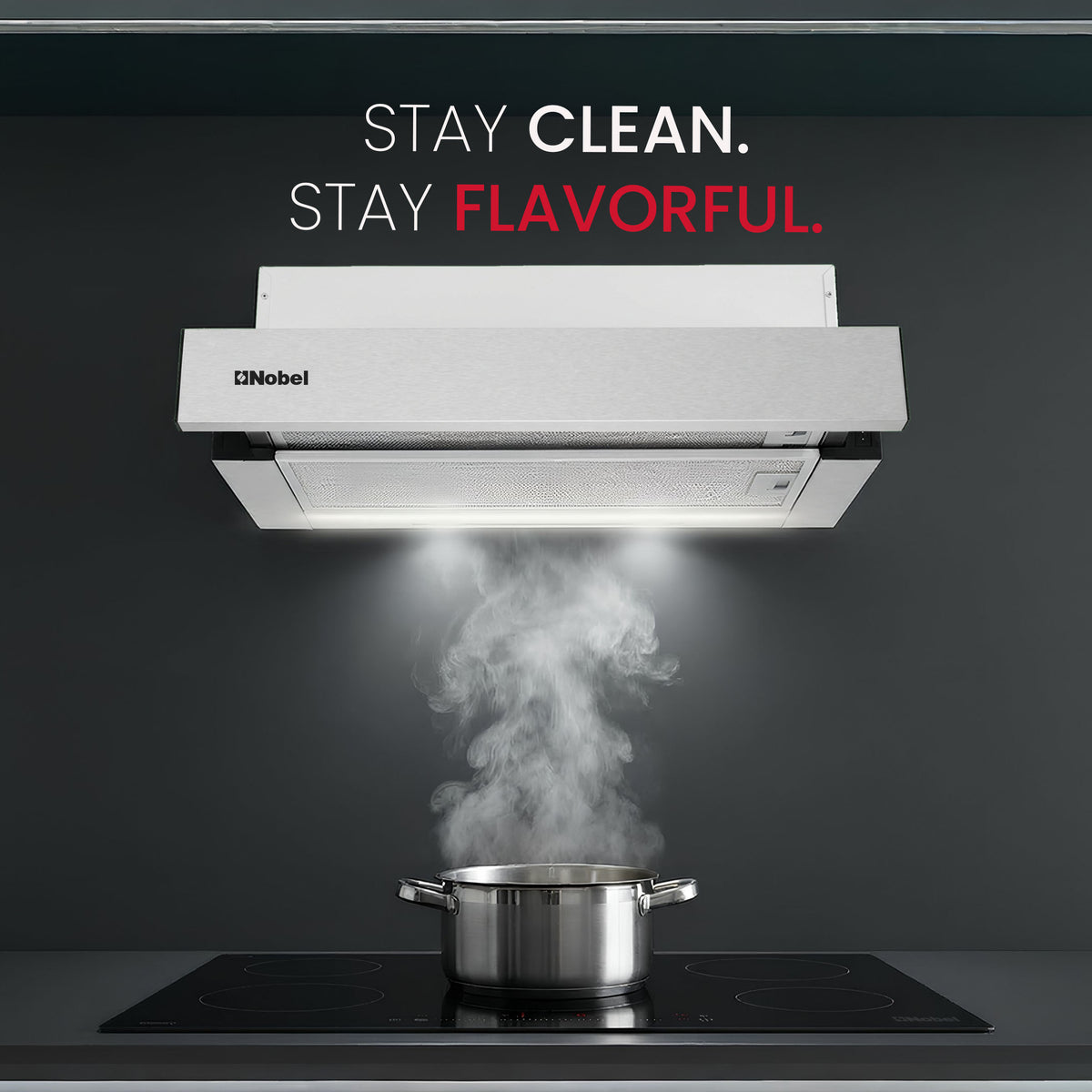 Nobel RANGE HOOD 90cm Built-in Hoods, 2 Speed Rocker Switch 3-Layer Aluminum Filter(2pcs) Slider Hood SS430+Galvanized Plate Box NCHP90ST-1