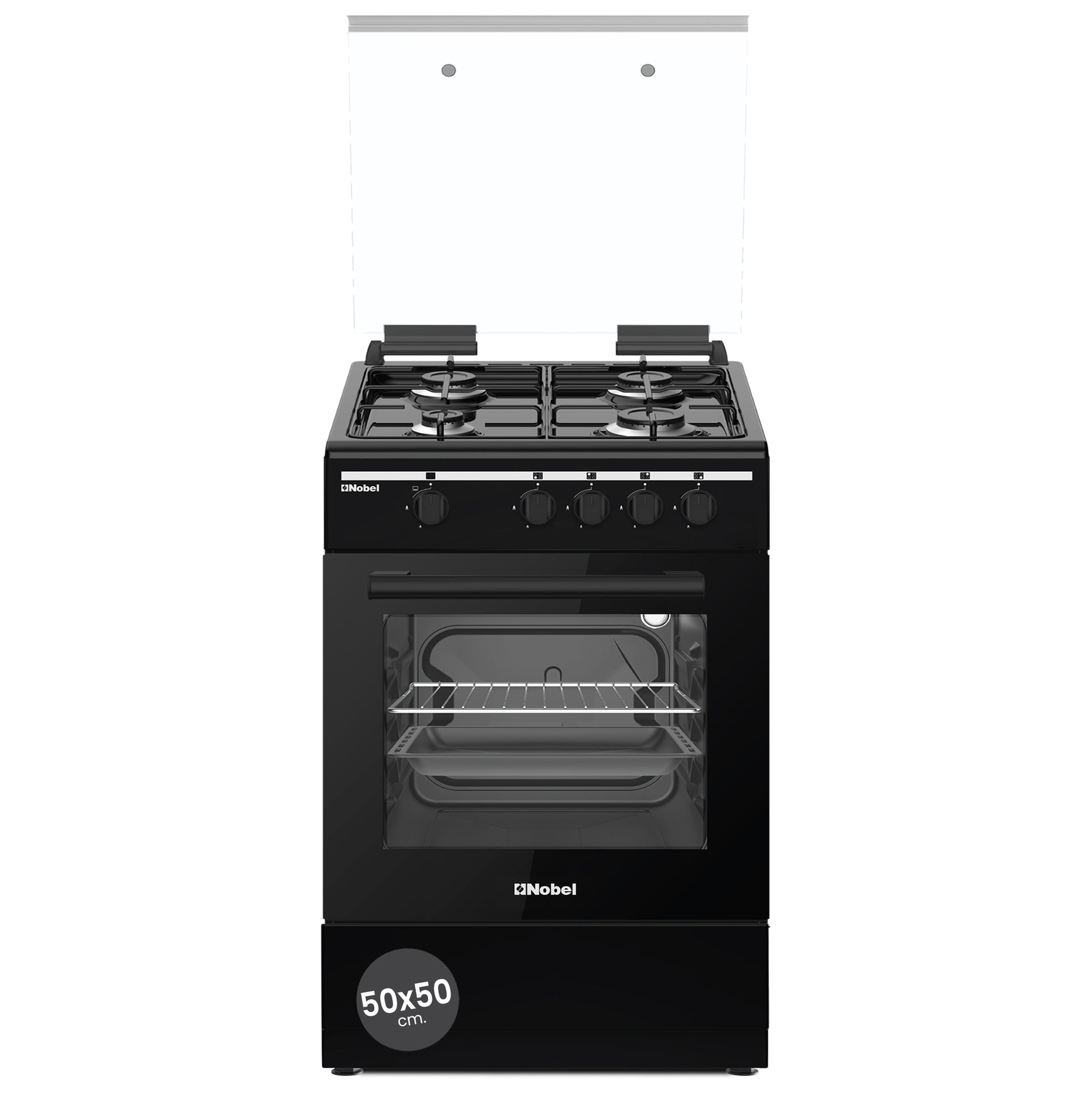 50x50 Gas Cooker with 4 Gas Burners, Gas Oven, Euro Pool Type Hob, Made in Turkey - NGC5000BK