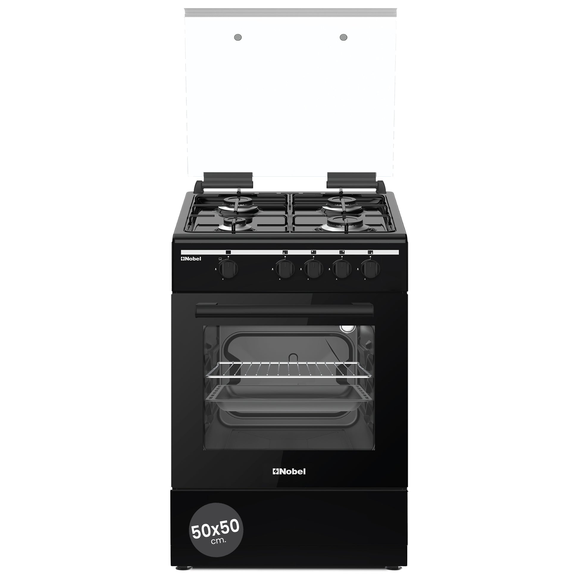 50x50 Gas Cooker with 4 Gas Burners, Gas Oven, Euro Pool Type Hob, Made in Turkey - NGC5000BK-1