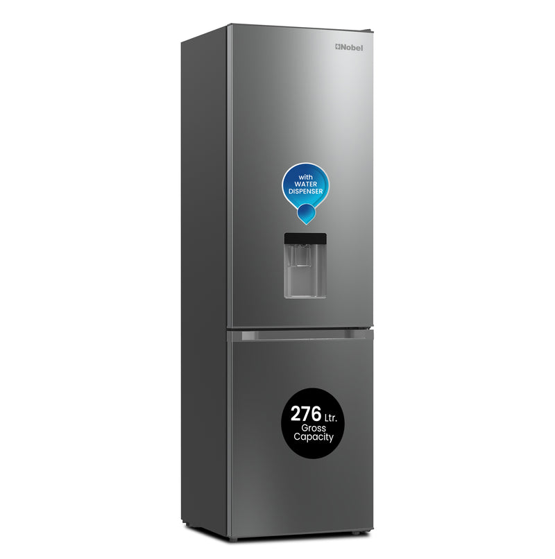 Bottom Mounted Refrigerator 276L Gross / 248L Net Capacity, Inverter, Water Dispenser, NoFrost, Recessed Handle - NBF400-1