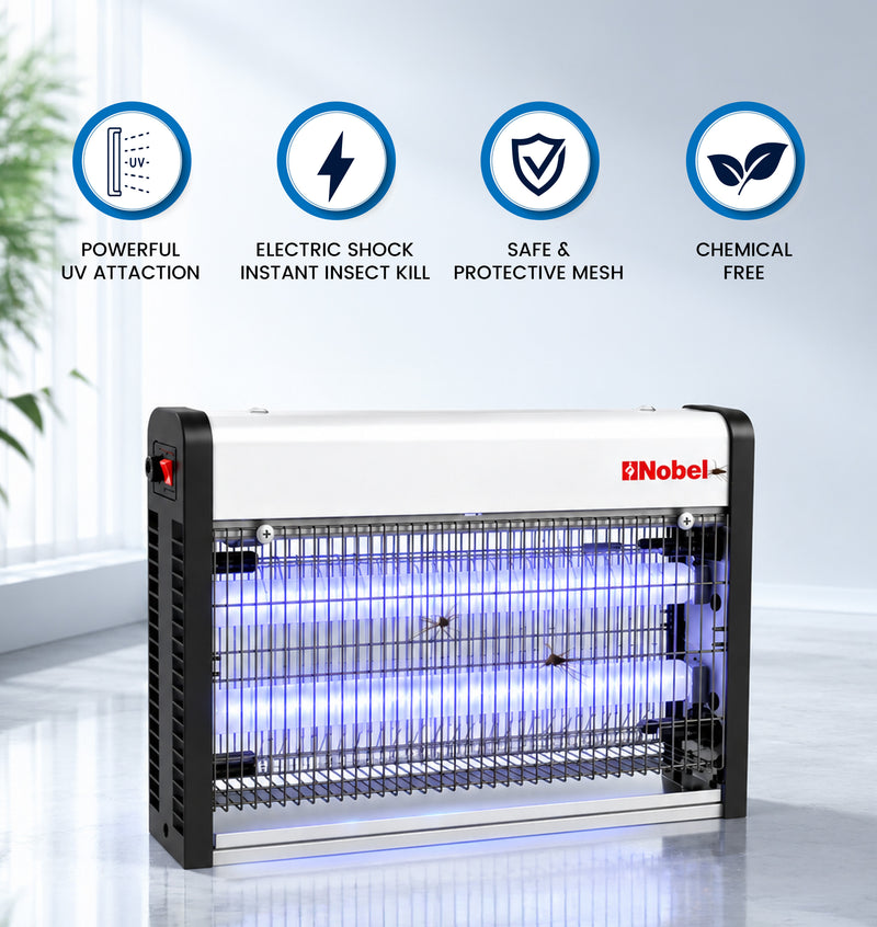 Nobel Ultra Slim Insect Killer Aluminium Alloy Housing Oil Proof Material, 80 Sq. M Area Coverage Insect Killer, 2 Element Aluminium Alloy 28W with Twin Tube NIK820 White 1 Year Warranty-2