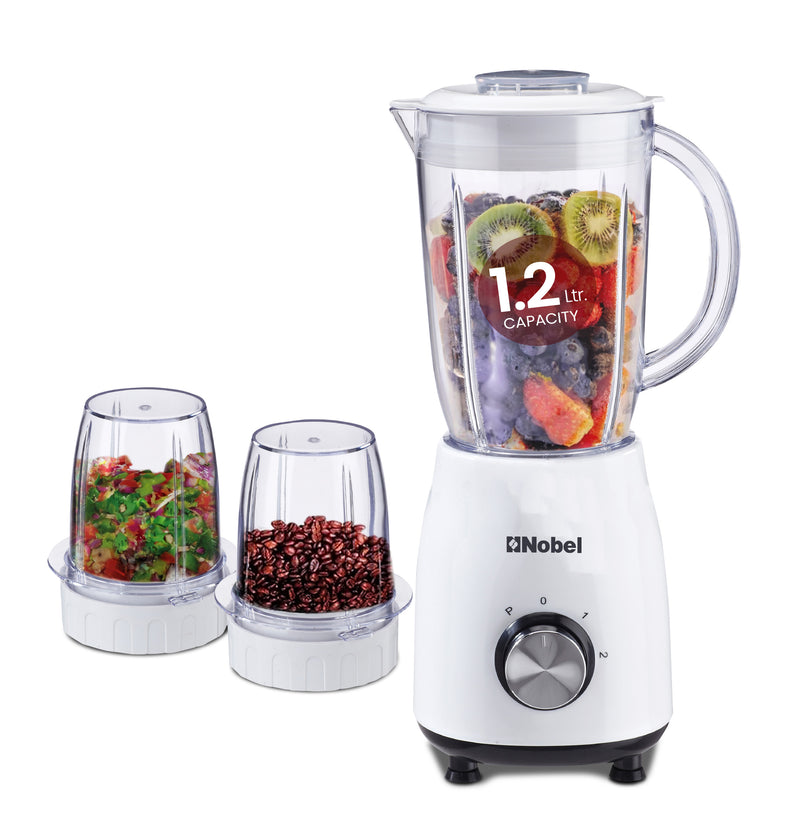 Nobel Blender White 1.2 Litres 350W Stainless Steel Blade NB112L-1