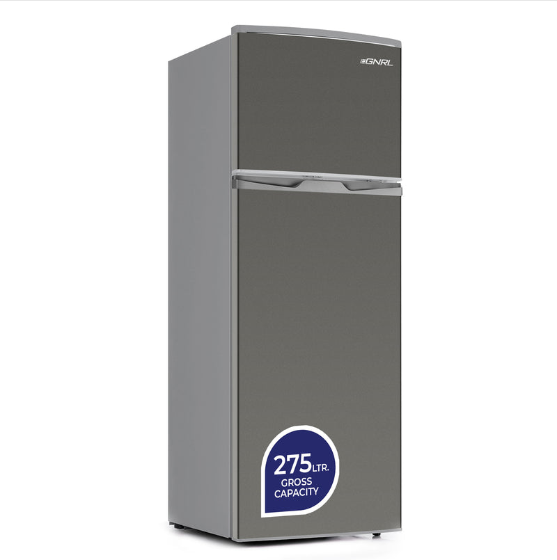 EGNRL EGR225S Double Door Refrigerator 225 Liters Gross Capacity Defrost Recessed Handle R600A Inside Condenser Dark Silver-1