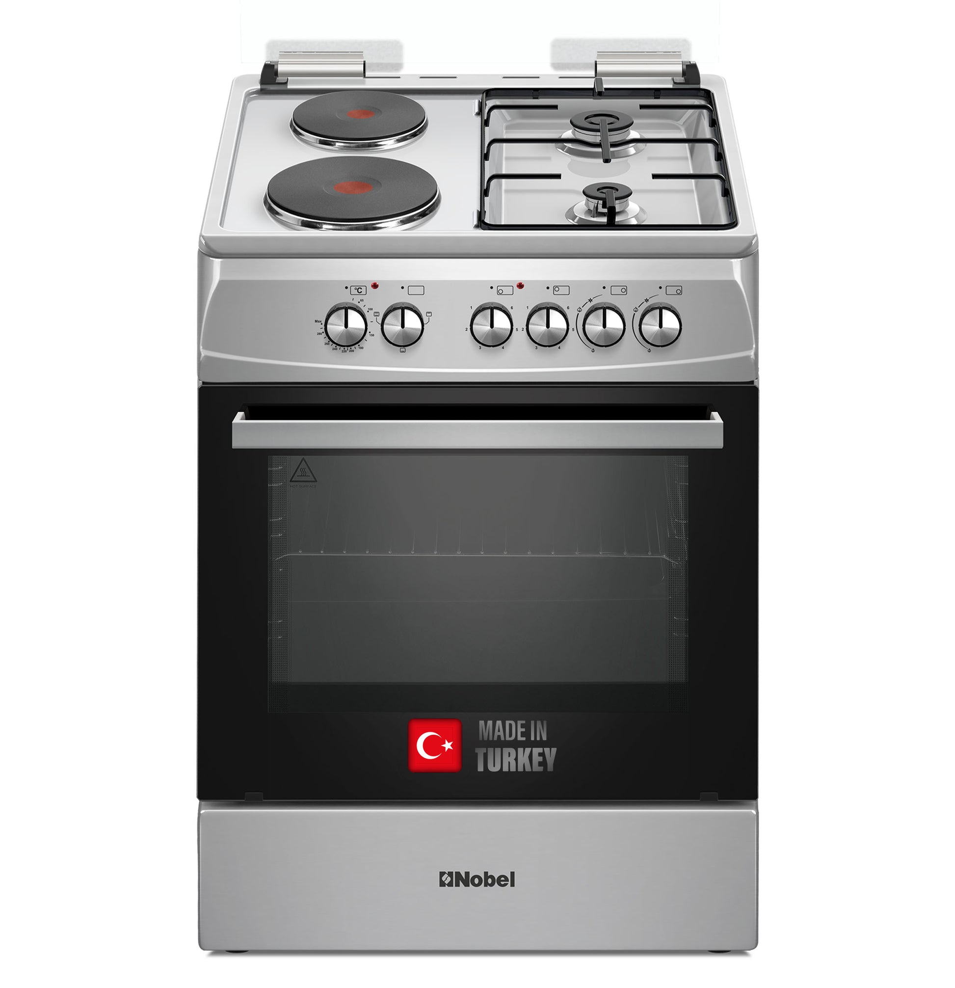 60x60 Cooking Range with 2 Gas Burners & 2 Electric Hotplates, 70L Electric Oven, Made in Turkey – NGC7222I-1
