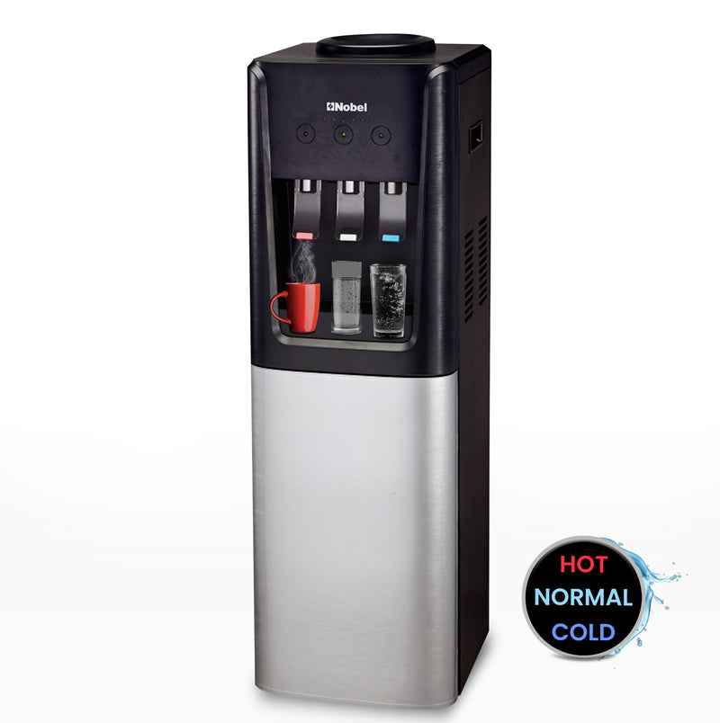 Nobel 3 Tap Top Load Water Dispenser Black and Silver NWD1607-1