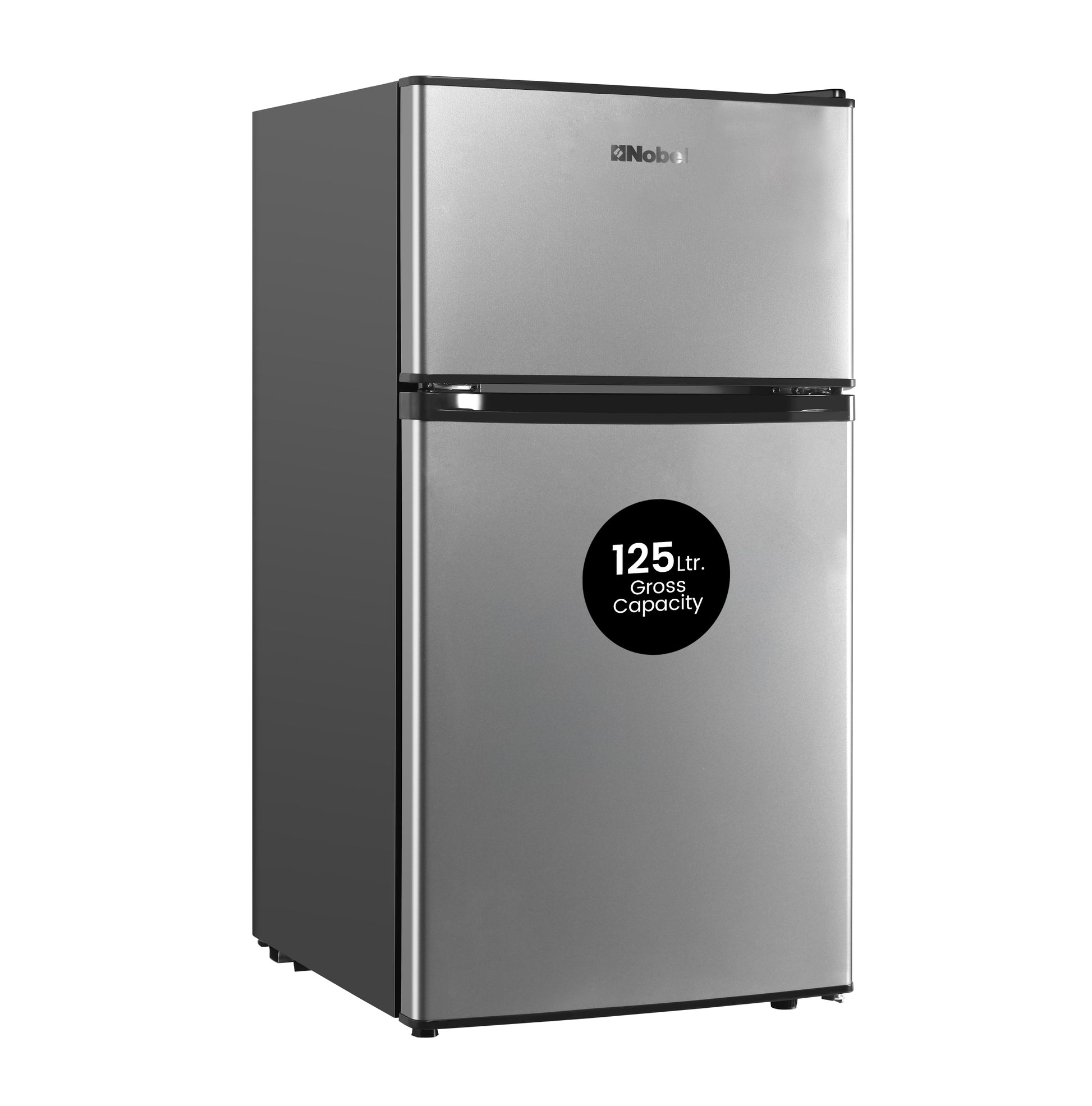 Nobel Double Door Refrigerator 125L Gross / 73L Net Compact Fridge with Vegetable Crisper, LED Light – NR125E-1