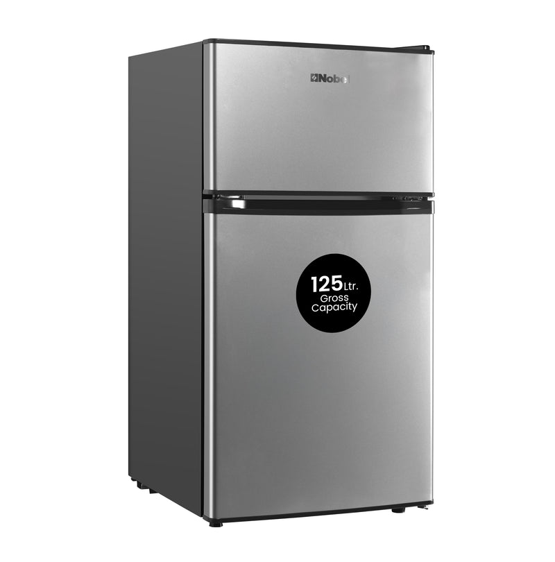 Nobel Double Door Refrigerator 125L Gross / 73L Net Compact Fridge with Vegetable Crisper, LED Light – NR125E-1