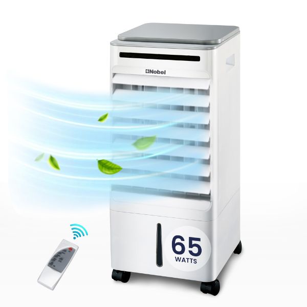 Nobel Air Cooler, 6L Water Tank, 3-Speed, Ionizer, Auto Swing, 7.5H Timer, Efficient Cooling, Purified Air, Swing Oscilations, Compact Design with Remote NAC30R White-1