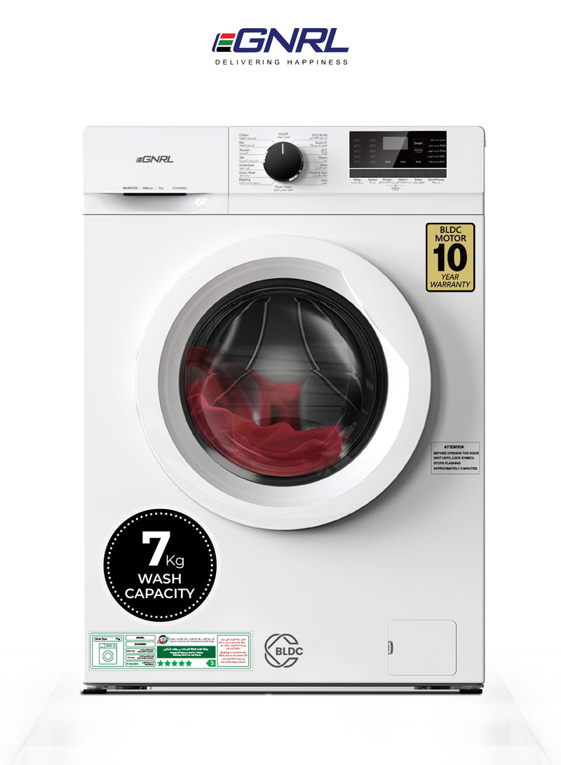 EGNRL EGWM850 2024 Model 7KG Front Load Washing Machine With BLDC Inverter Motor 10 Year Warranty 1200 RPM 16 Program Fully Automatic Washer With Digital Control-LED Display-1