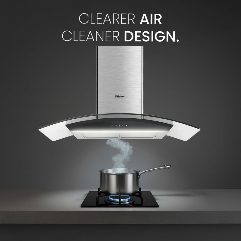 Nobel 60cm Built-in Hoods Touch Control Switch with Digital Display with 3 Speeds, Metal Motor House And Metal Fan, 750m3/h. 2x500 430SS Chimneys NCH60CG-1