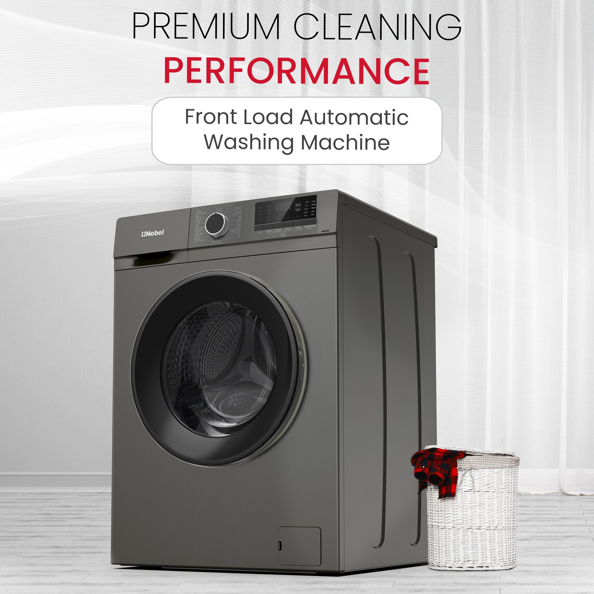 Nobel Dark Silver Front Load Washer: 6 Kg Capacity, 1000 RPM - NWM760RHS