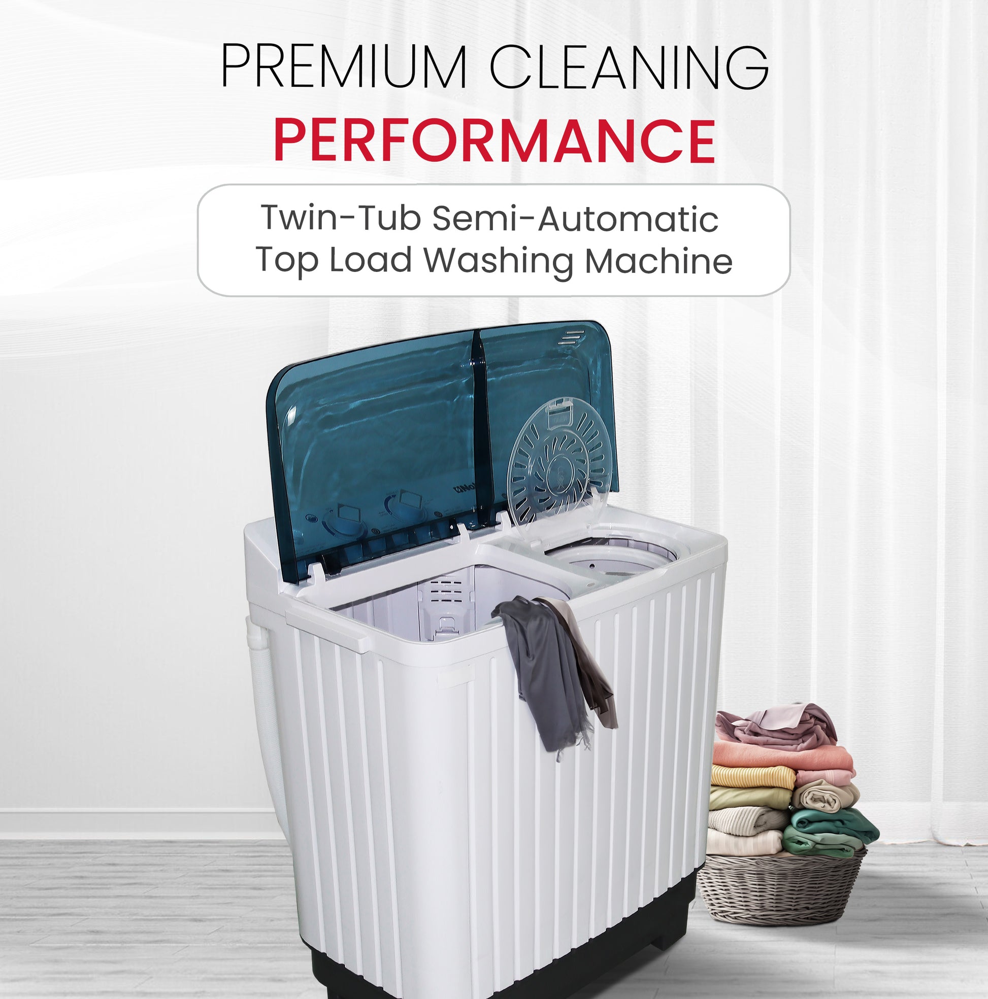 Twin Tub Semi Auto Washer White 6.5 Kgs - NWM600RH-2