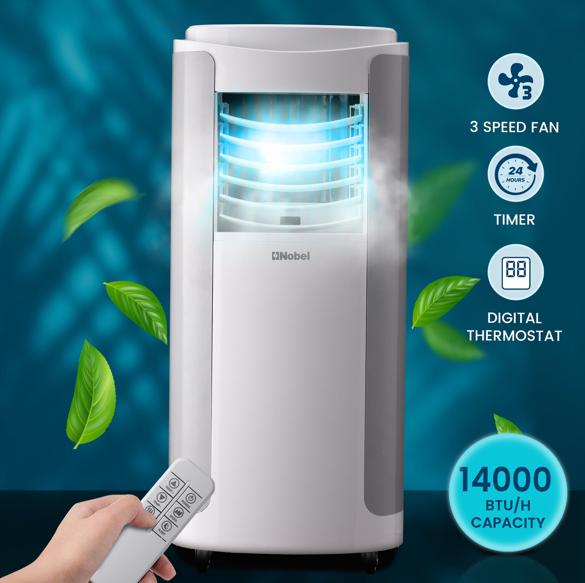 Portable Air Conditioner 3-in-1 Cooling Fan, Dehumidifier, Remote Control - NPAC15C-2