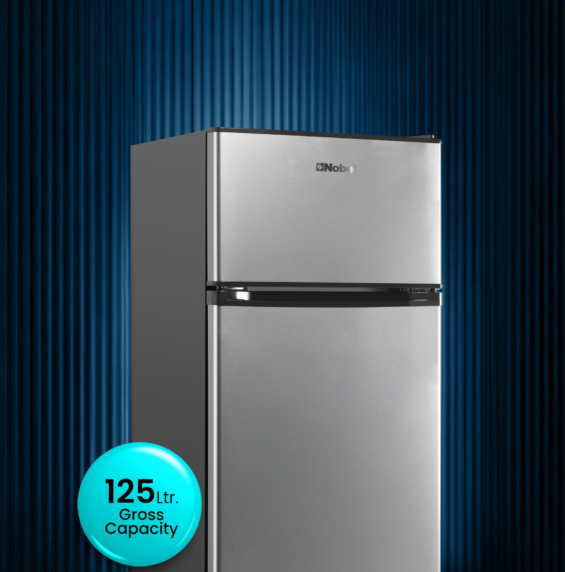 Nobel Double Door Refrigerator 125L Gross / 73L Net Compact Fridge with Vegetable Crisper, LED Light – NR125E