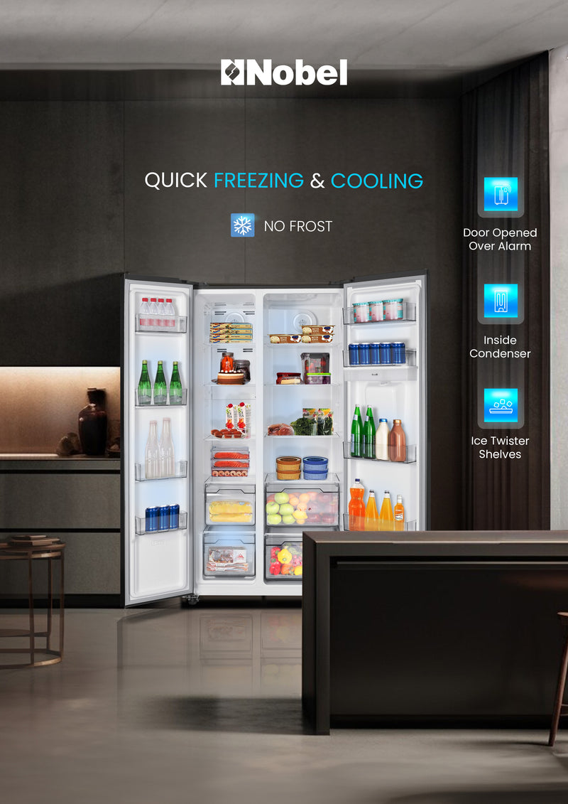 700L Gross / 518 Capacity Side by Side Refrigerator, NoFrost, with Water Dispenser, Twist Ice Maker, Digital Display - NR620WDI-2