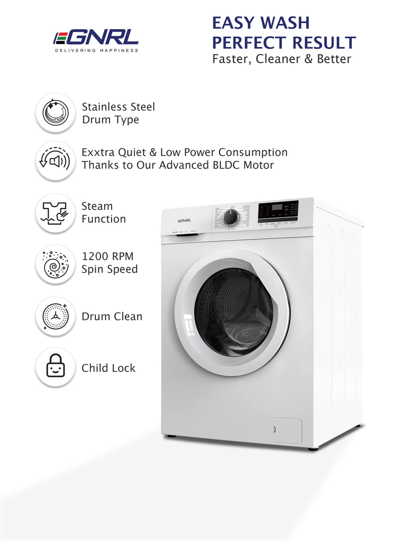 EGNRL EGWM850 2024 Model 7KG Front Load Washing Machine With BLDC Inverter Motor 10 Year Warranty 1200 RPM 16 Program Fully Automatic Washer With Digital Control-LED Display-3
