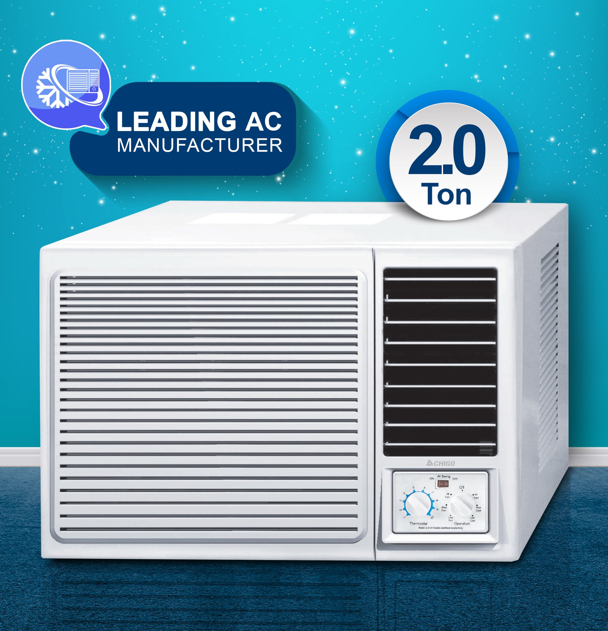 2 Ton Window AC | 24000 BTU | High-Efficiency Rotary Compressor | T3 Climate | Low Noise | R410a Refrigerant | Energy-Efficient Cooling for Extreme Heat CWA24CO White