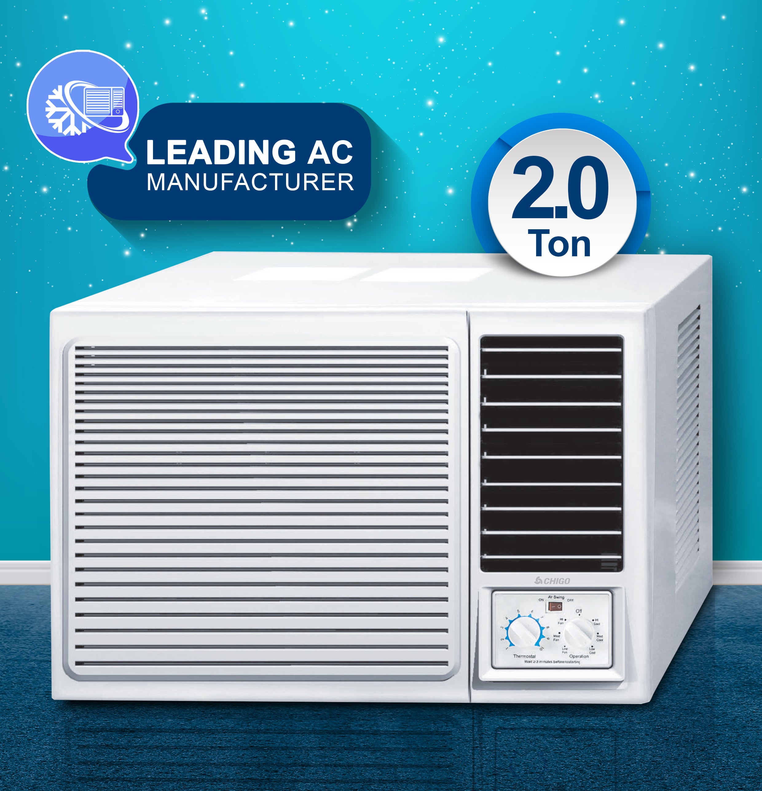 2 Ton Window AC | 24000 BTU | High-Efficiency Rotary Compressor | T3 Climate | Low Noise | R410a Refrigerant | Energy-Efficient Cooling for Extreme Heat CWA24CO White