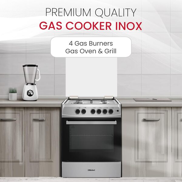 Nobel Gas Cooker Inox 60X60 Cm 4 Gas Burners Grill Gas Oven Turkey Ffd NGC6611-2