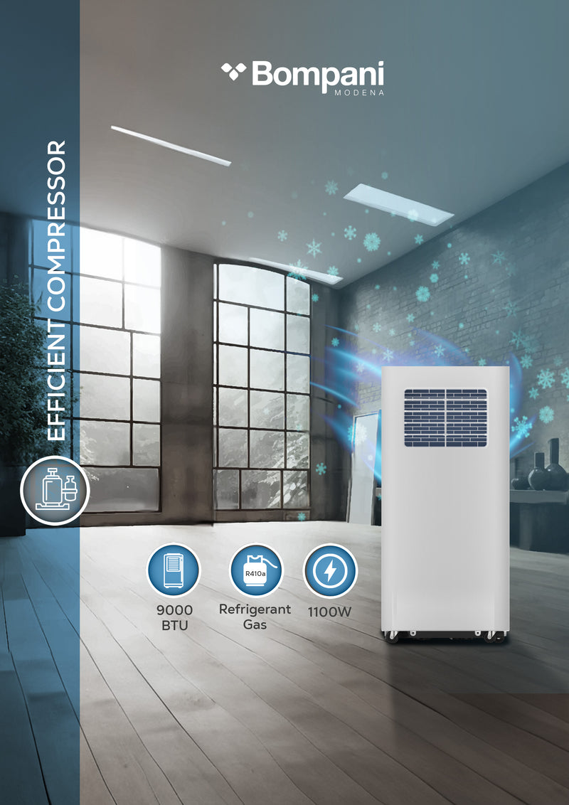 Portable Ac 9000Btu With Auto Swing, Led Display, And Remote Control - BO900-2