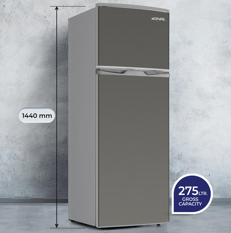EGNRL EGR225S Double Door Refrigerator 225 Liters Gross Capacity Defrost Recessed Handle R600A Inside Condenser Dark Silver-3
