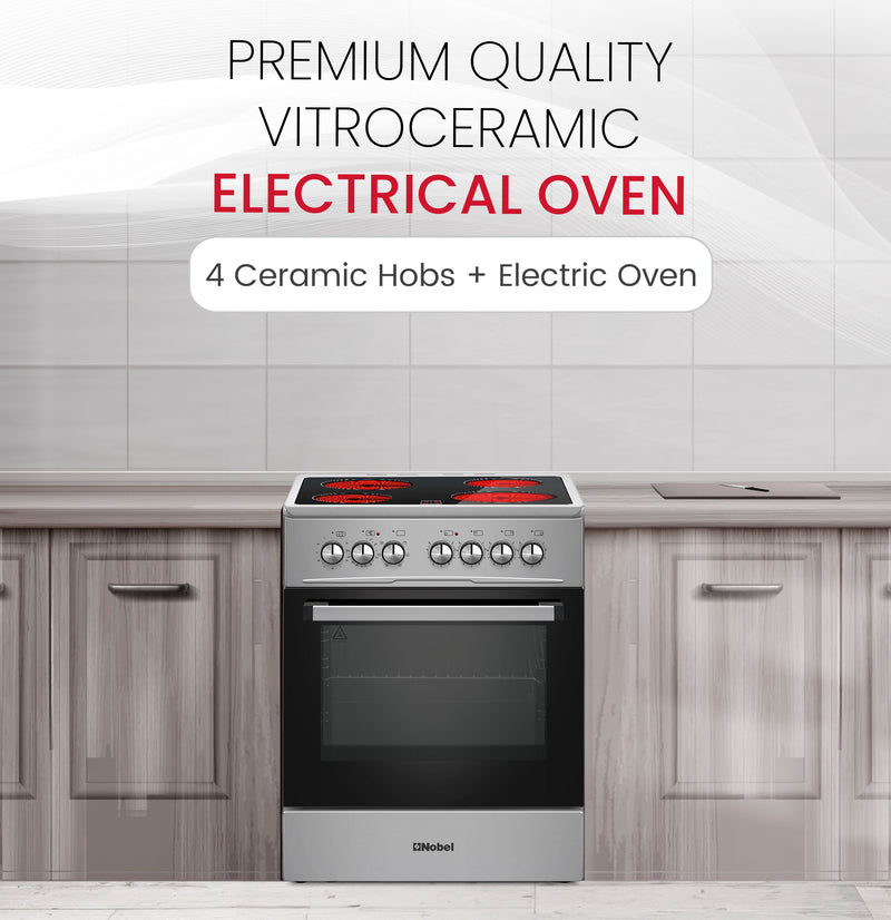60x60cm Vitroceramic Cooking Range 4 Highlight Ceramic Heaters, 70L Electric Oven, 9 Power Levels, Turbo Fan, Mechanical Timer - NGC60VTI-2