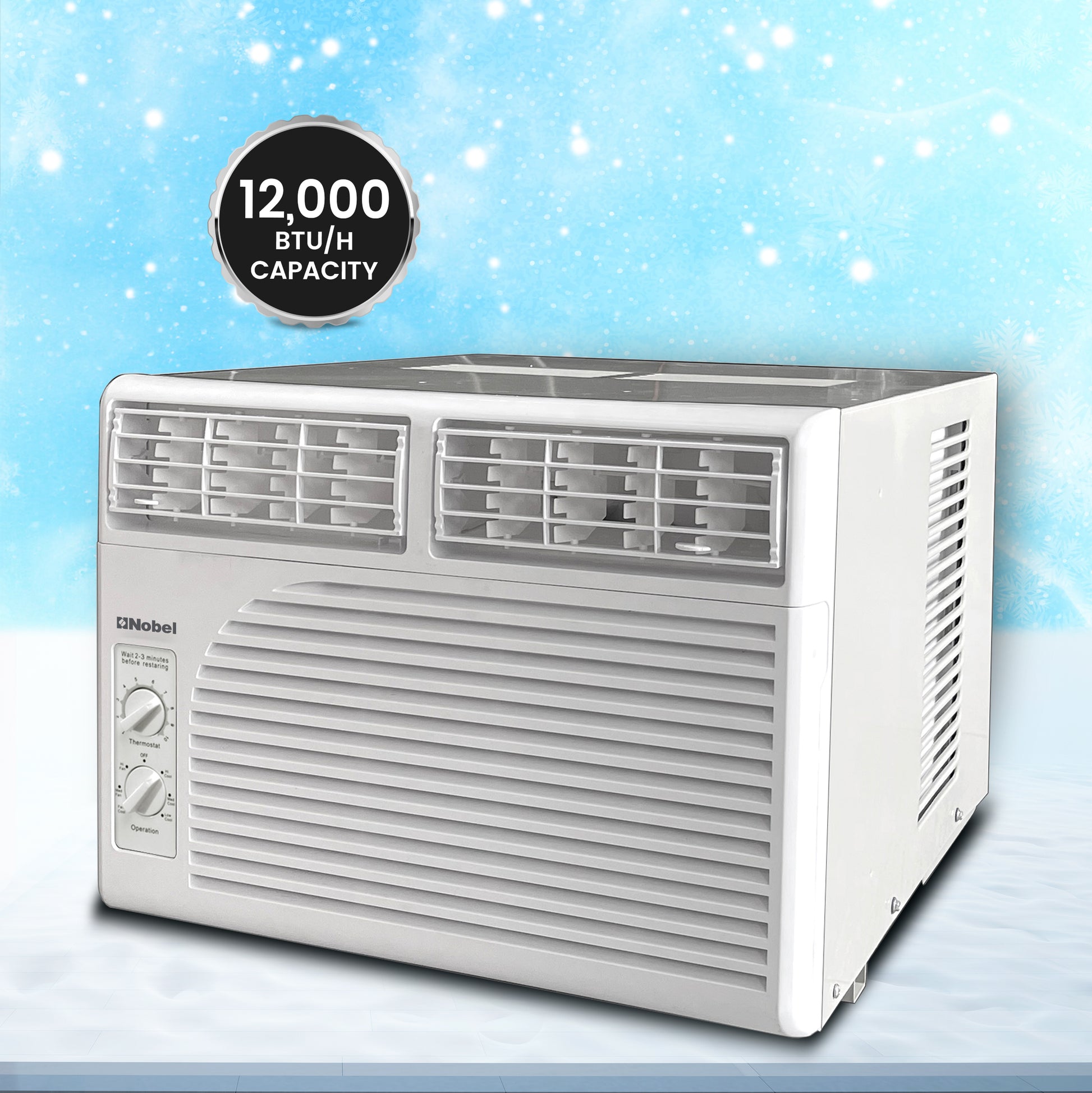 1 Ton Window Air Conditioner 12,000 BTU, Energy Efficient Cooling with Rotary Compressor, R410A Refrigerant - NWAC12C-2