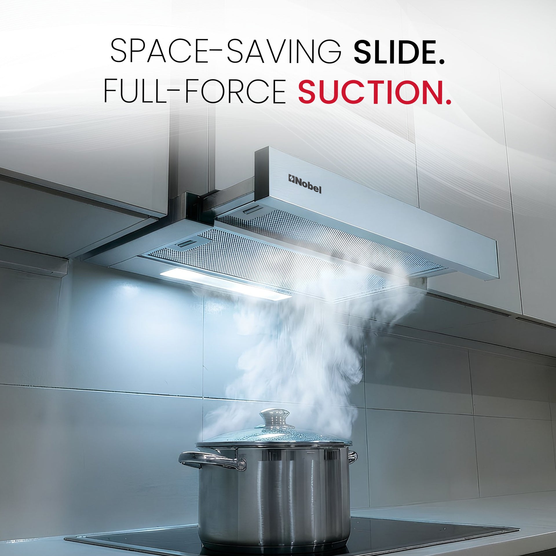 Nobel RANGE HOOD 90cm Built-in Hoods, 2 Speed Rocker Switch 3-Layer Aluminum Filter(2pcs) Slider Hood SS430+Galvanized Plate Box NCHP90ST