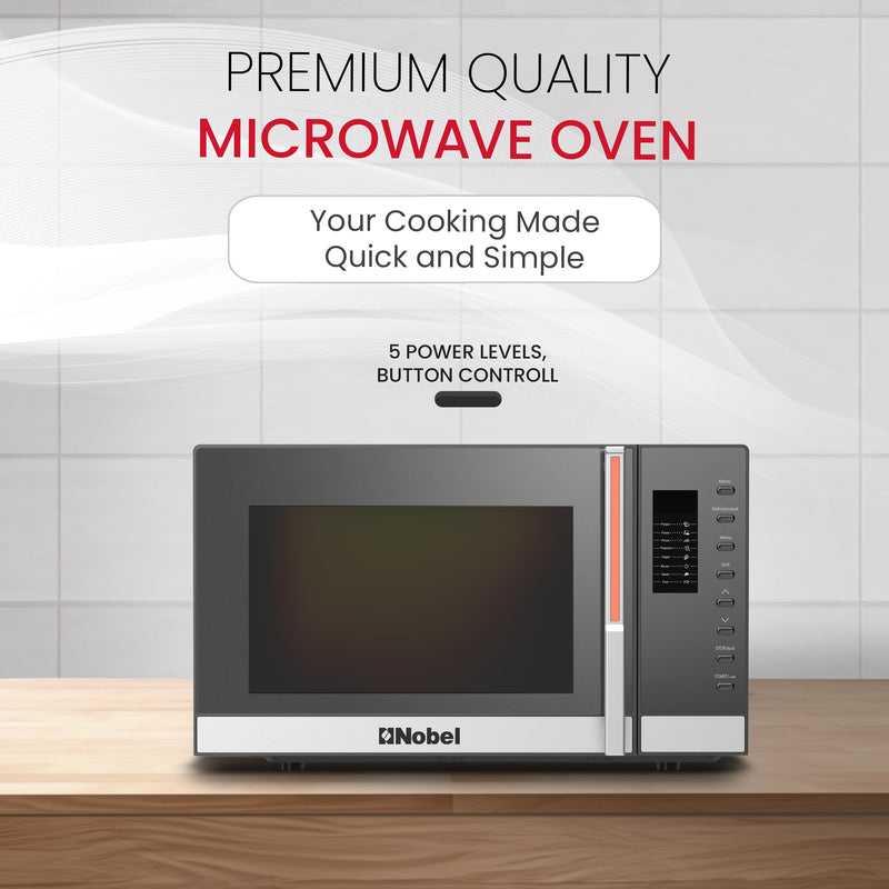 Nobel 23 Liters Microwave Oven Button Control, 60mins Setting Time, 5 Power Levels, Cooking End Signal, Defrost Setting with 2 Year Warranty NMO30D Black-4