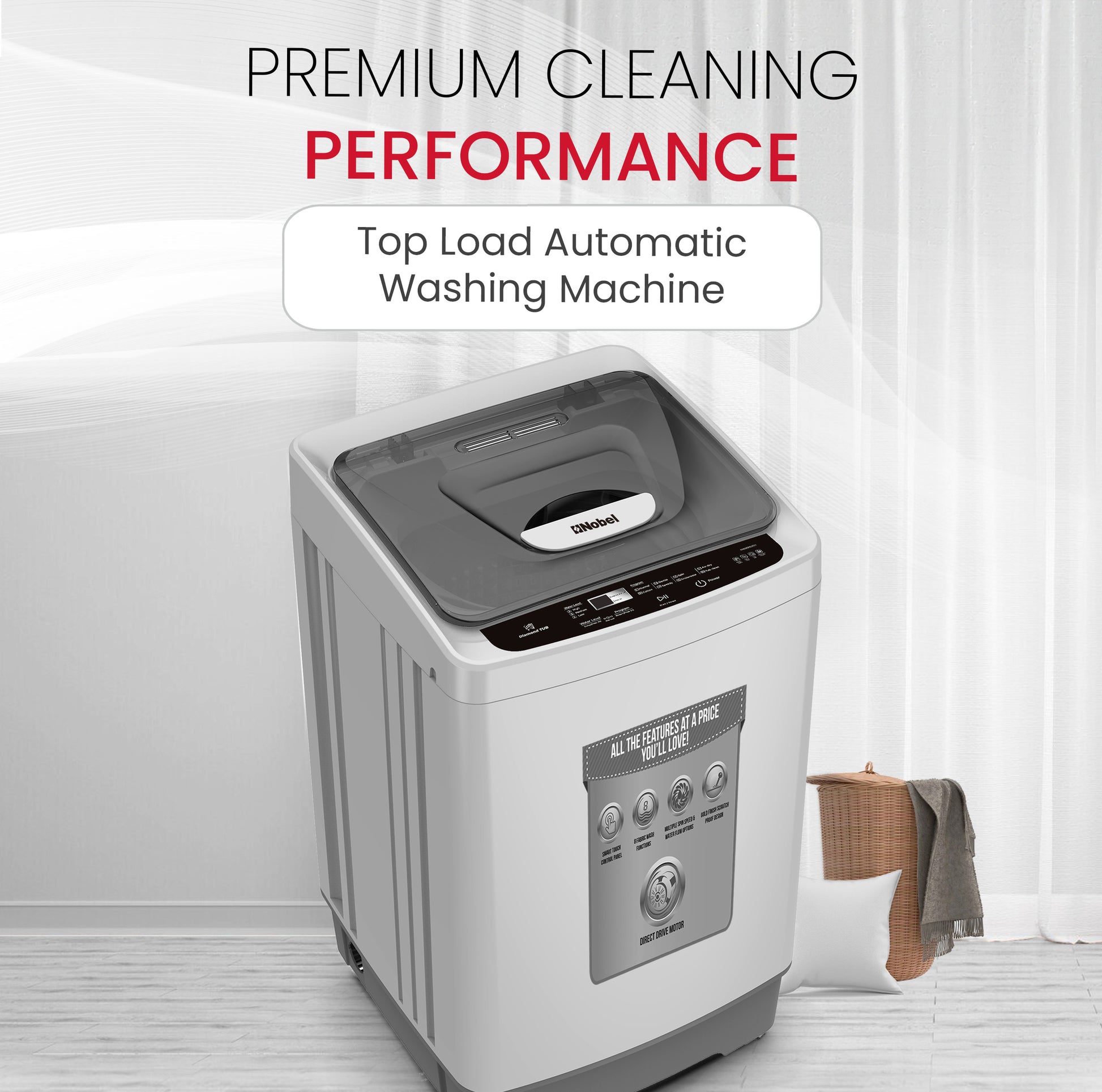 Nobel Top Load Washer Gray 4.5 KG Fully Automatic NWM550RH-2