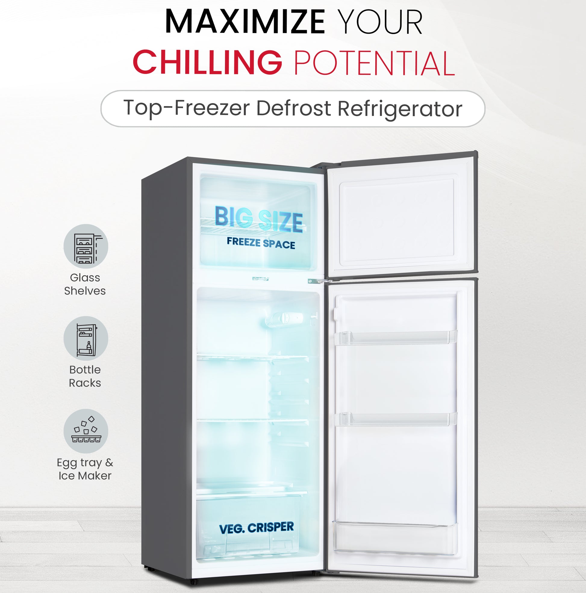 Double Door Refrigerator 255L Gross / 225L Net Capacity, Multi Air Flow, Energy Saving -  NR255RS-2