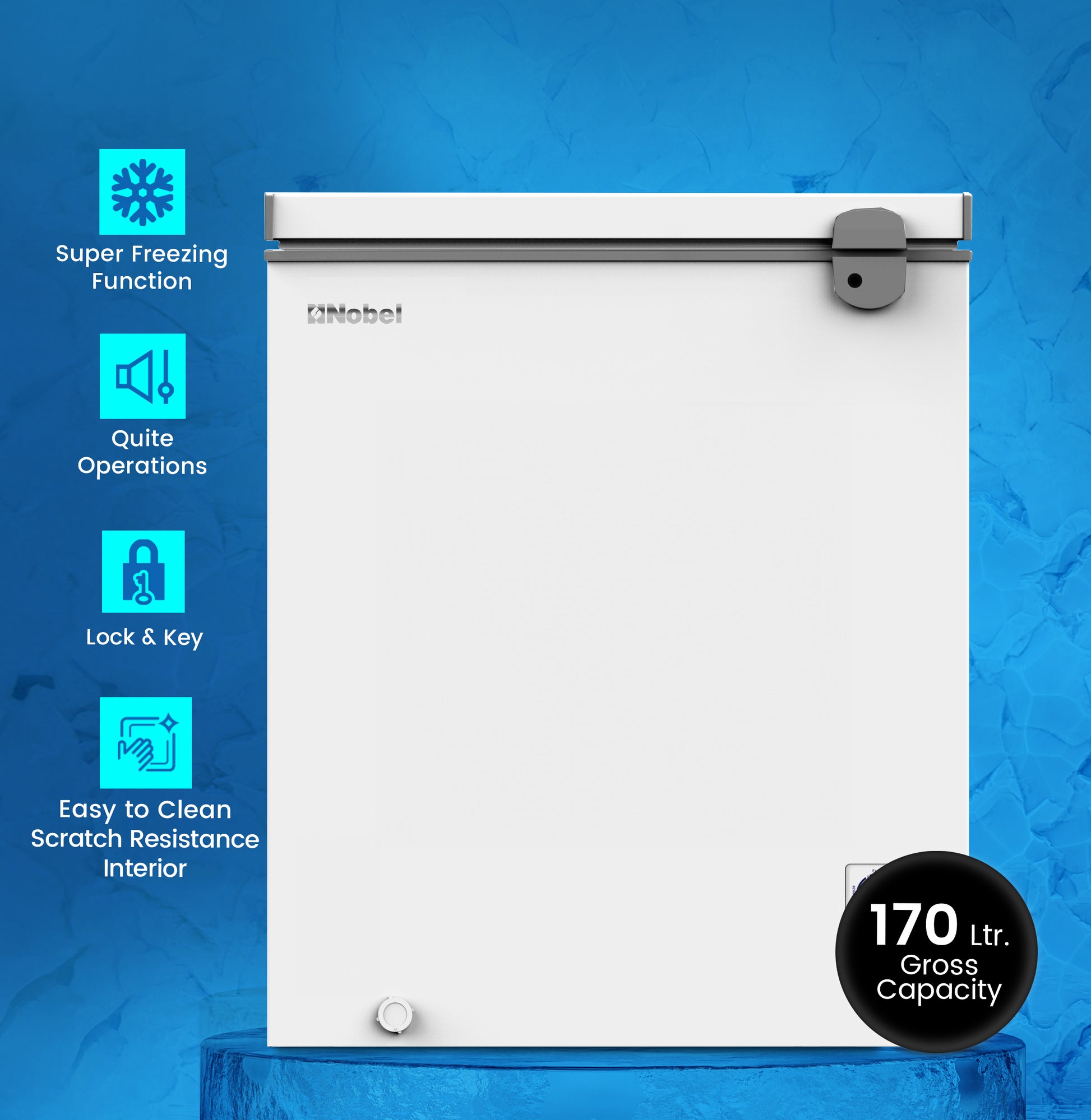 Chest Freezer 150L Capacity, High-Efficiency Compressor, Low Noise - NCF170NI-2