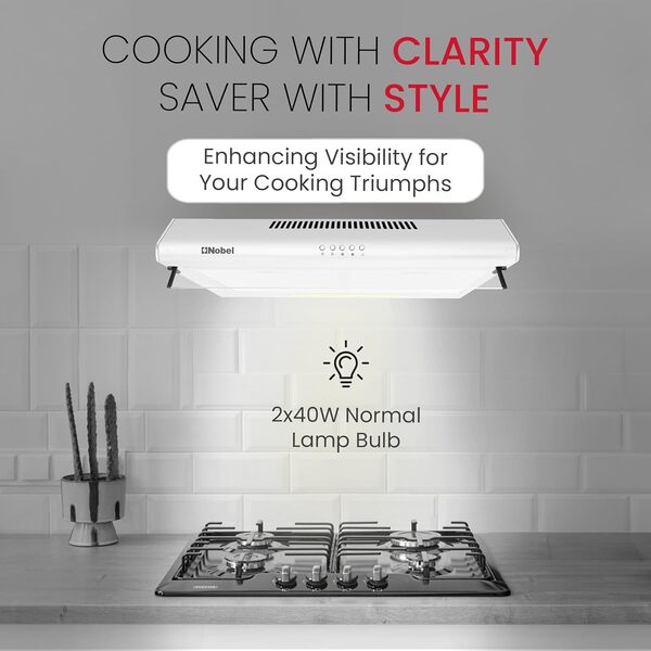 Nobel 90 cm Built-in Hoods Push Button, 3 Speeds NCH90W-2