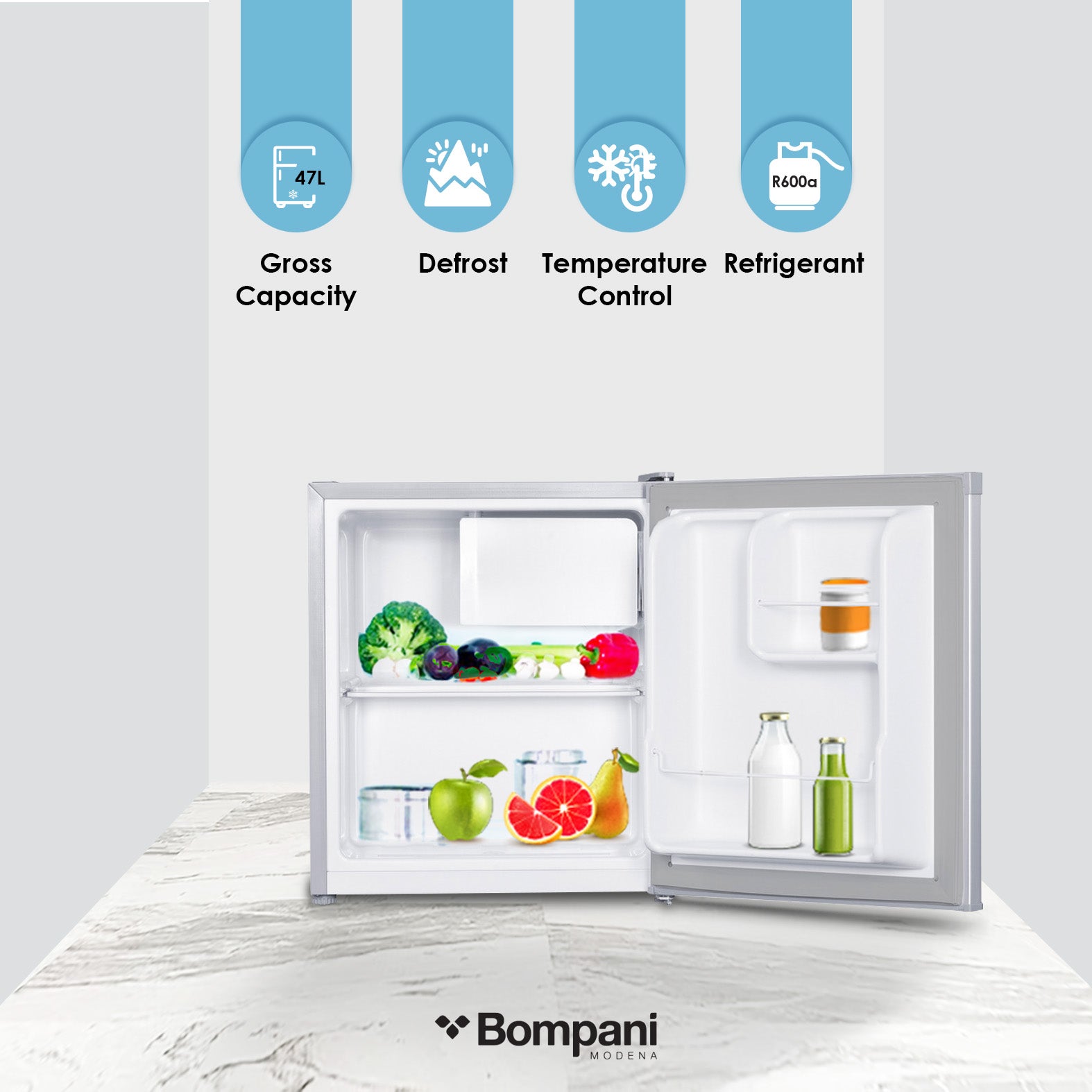 Single Door Refrigerator 46 Litres, Inside Condenser - BR64SLVR-2