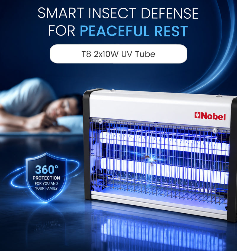 Nobel Ultra Slim Insect Killer Aluminium Alloy Housing Oil Proof Material, 80 Sq. M Area Coverage Insect Killer, 2 Element Aluminium Alloy 28W with Twin Tube NIK820 White 1 Year Warranty-3