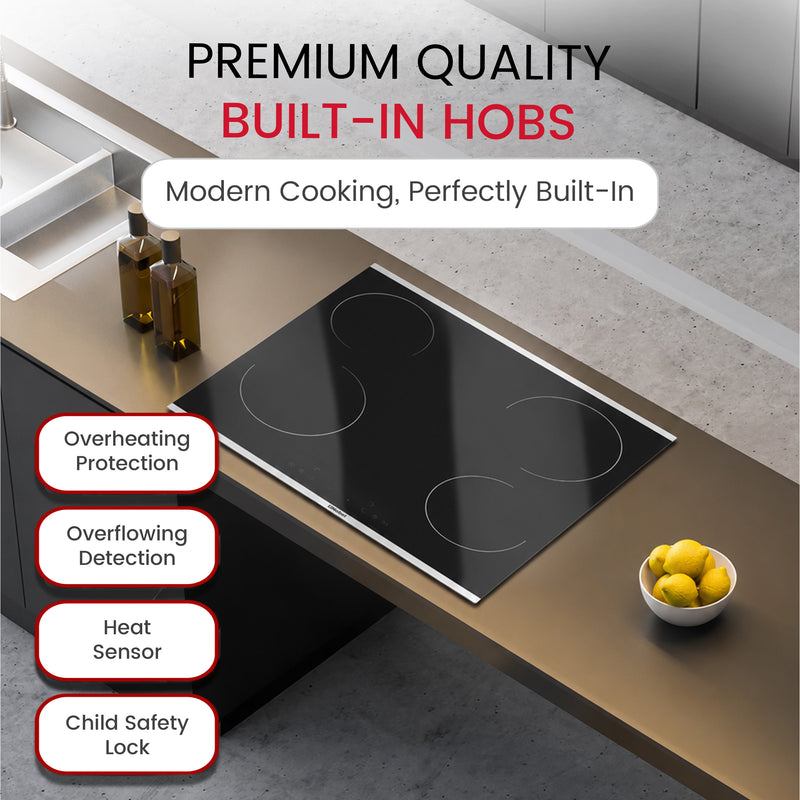 Nobel 60cm Built-in Hobs, Vitroceramic (Hilight), 4 Cooking Zones, 10 Power Levels, Touch Control, Child Safety Lock, Energy Saving, Heat Sensor, Quick Power Setting NBH6041V Black-3