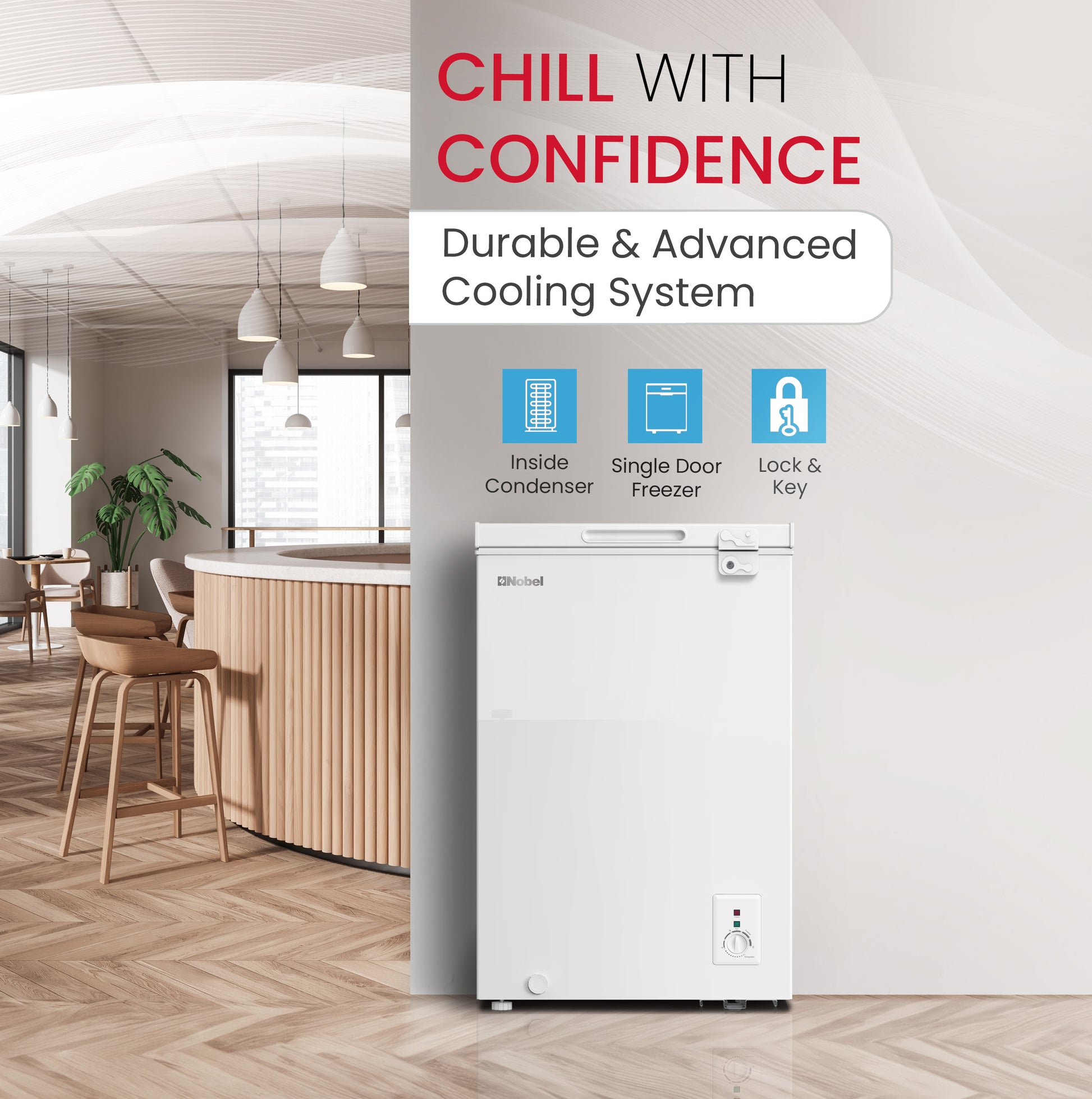 Single Door Chest Freezer 140Ltr Gross /99Ltr Net Capacity , R600a Refrigerant - NCF145-3