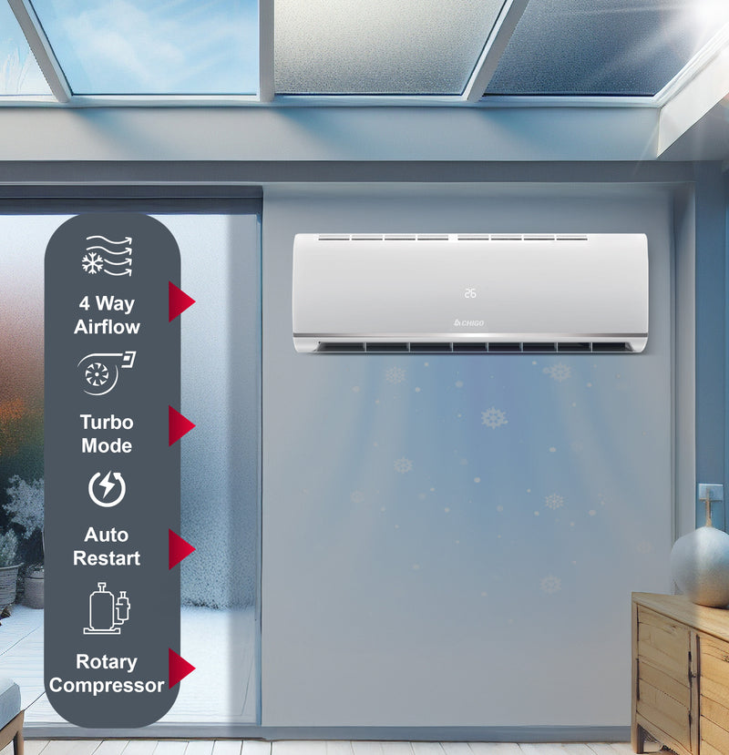 1.5 Ton Split Air Conditioner | 18000 BTU | T3 Climate | Low Noise | R410a Refrigerant | Auto Restart & 4-Way Airflow| Golden Fin | Rotary Compressor 1826 W 1826 W CSA18CO White