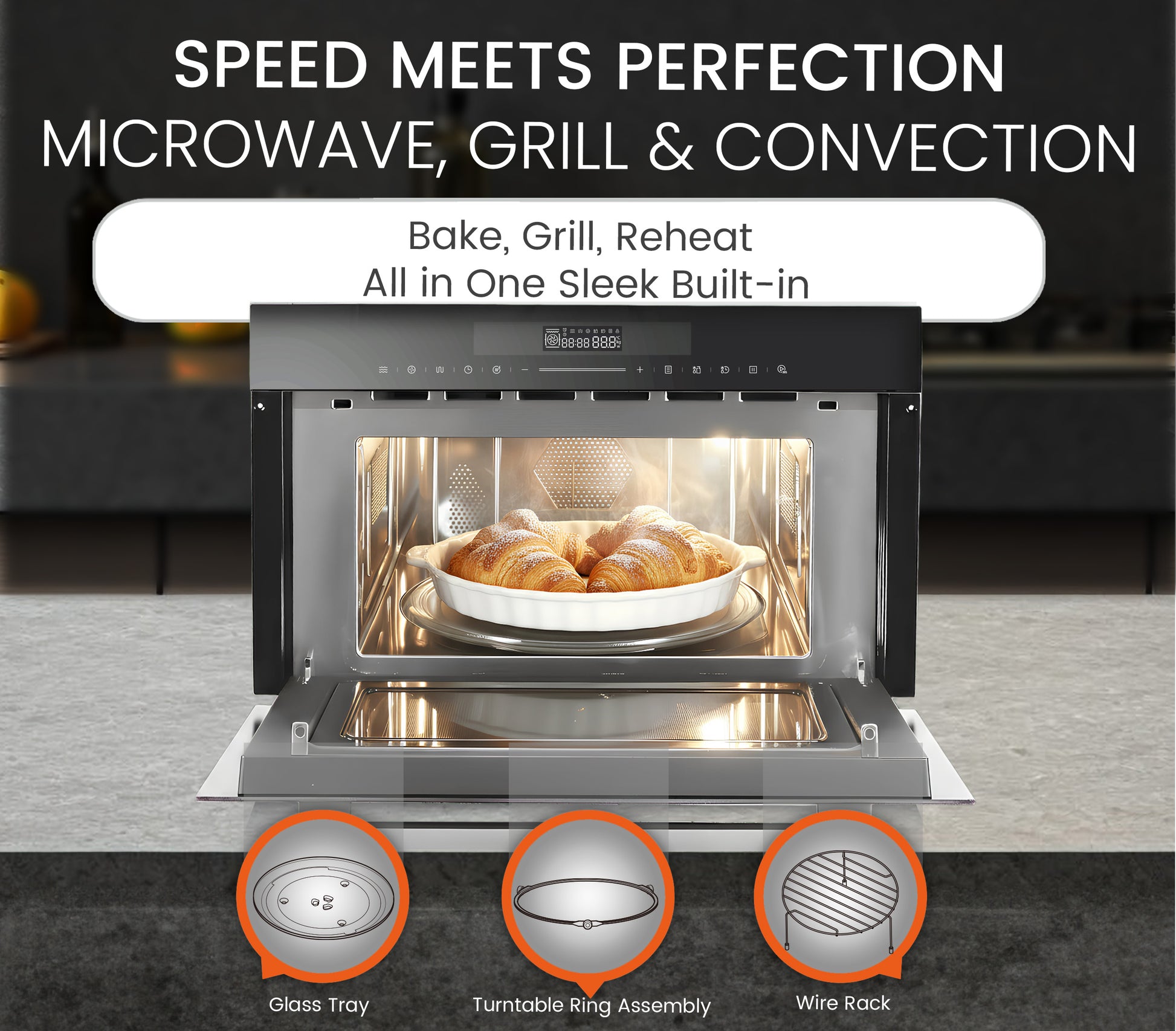 NOBEL Builtin - Microwave Oven Black 34 Ltr Grill Convection Touch Control NMO34BI-3