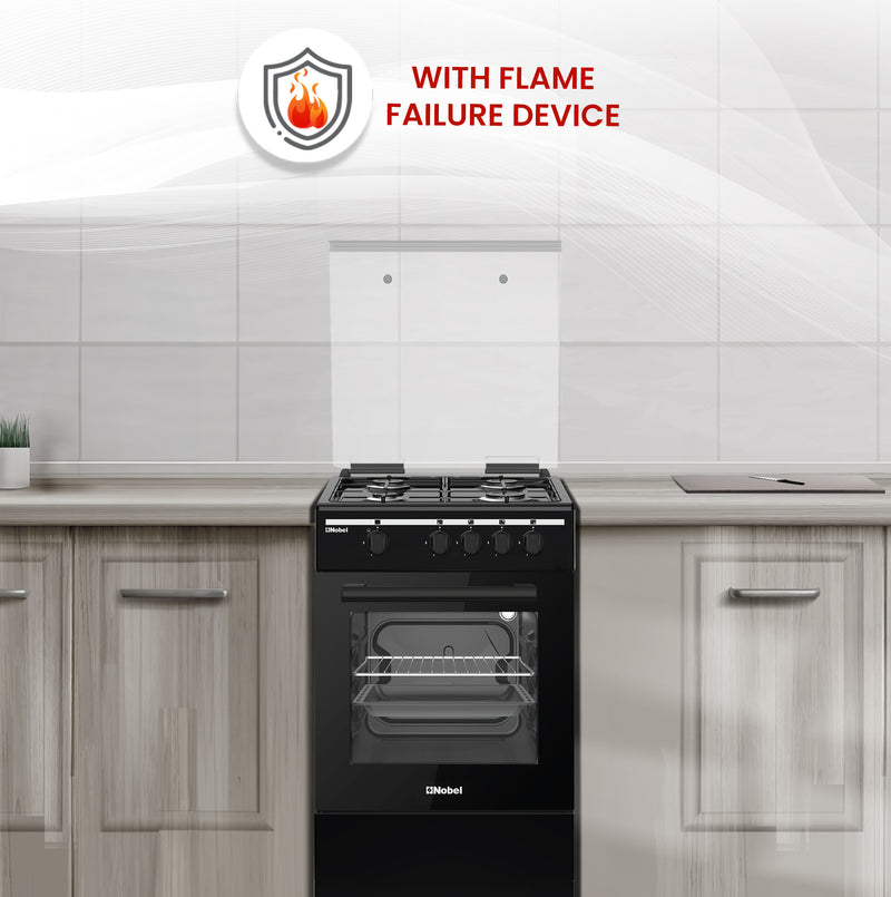 50x50 Gas Cooker with 4 Gas Burners, Gas Oven, Euro Pool Type Hob, Made in Turkey - NGC5000BK-3