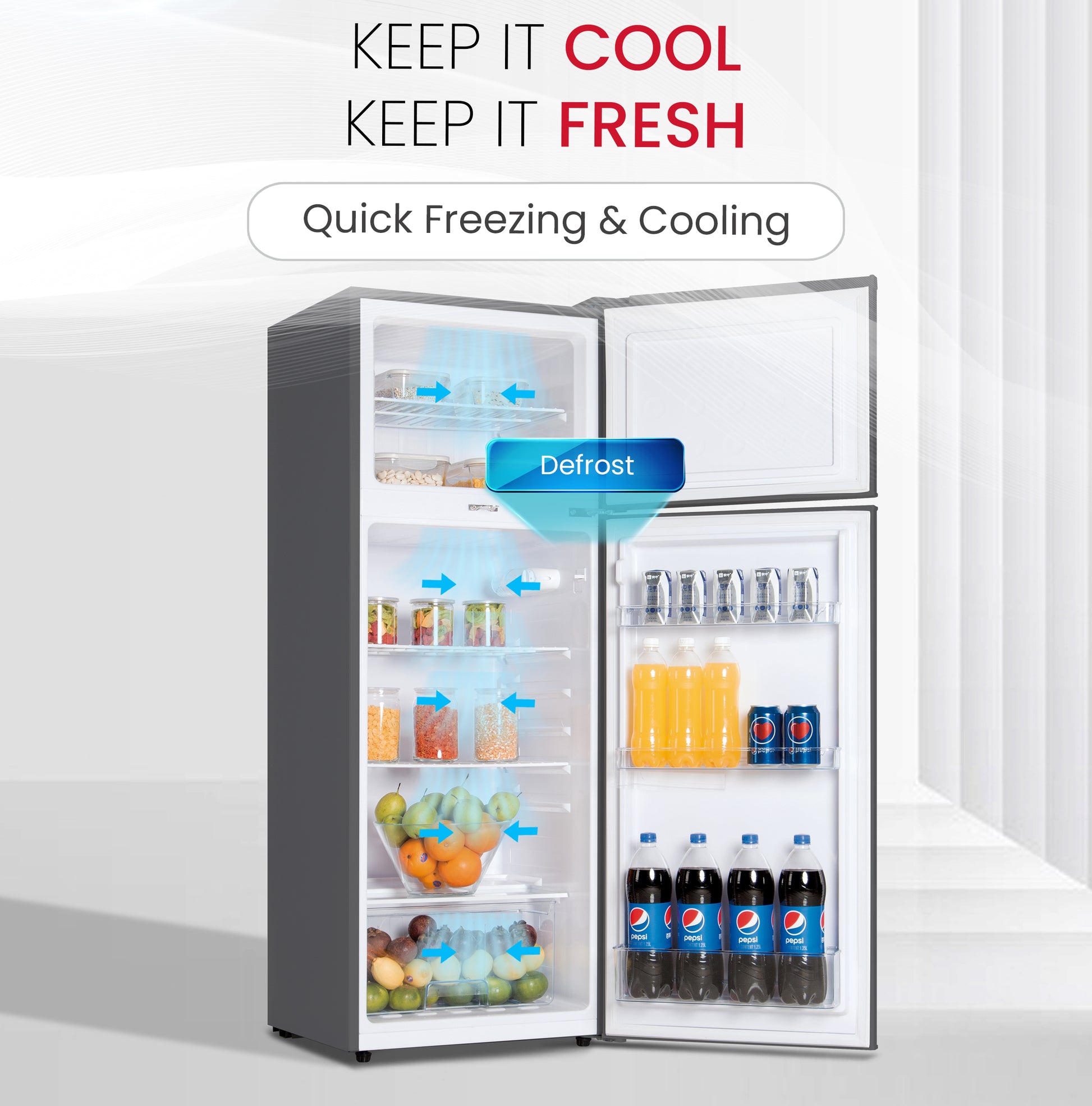 Double Door Refrigerator 255L Gross / 225L Net Capacity, Multi Air Flow, Energy Saving -  NR255RS-3