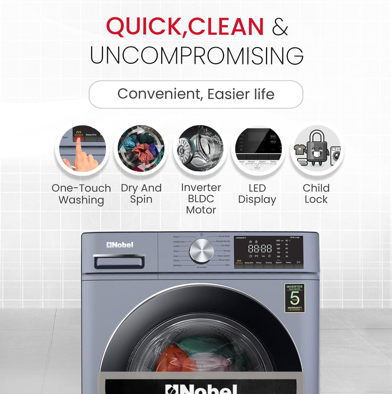 Nobel Washing Machine 8 KG 1400RPM 220-240V~ 50HZ NWM860FS-2