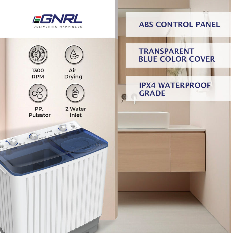 Twin Tub Washing Machine 6.5/5.0 KG Capacity, 2 Water Inlet - EGWM800-3