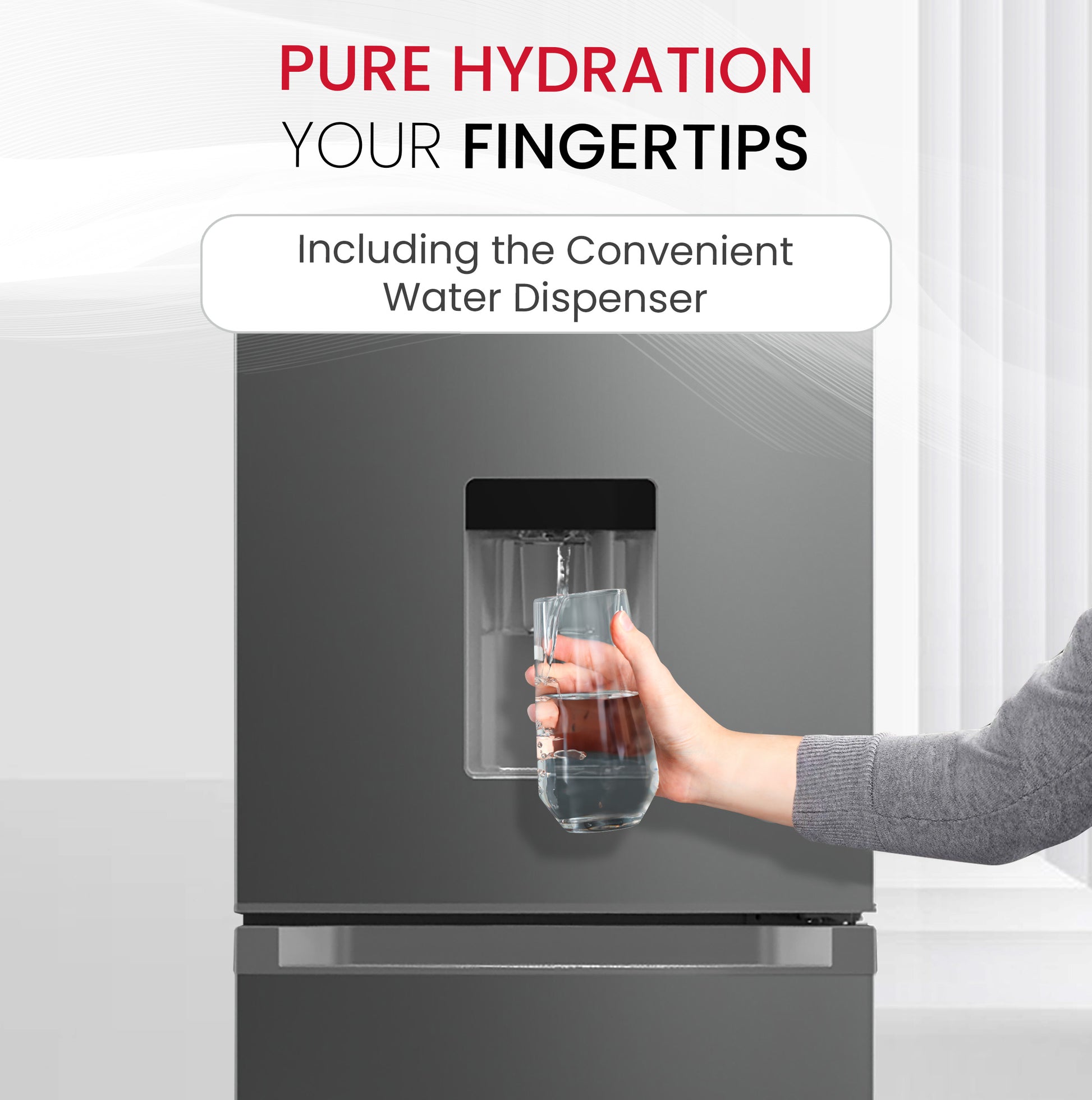 Bottom Mounted Refrigerator 276L Gross / 248L Net Capacity, Inverter, Water Dispenser, NoFrost, Recessed Handle - NBF400-6
