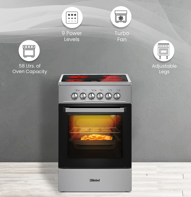 50×60cm Electric Cooking Range, 4-Zone Ceramic Hob, 58L Oven Capacity, 9 Power Levels, Thermostat Control,- NGC5060VT-3