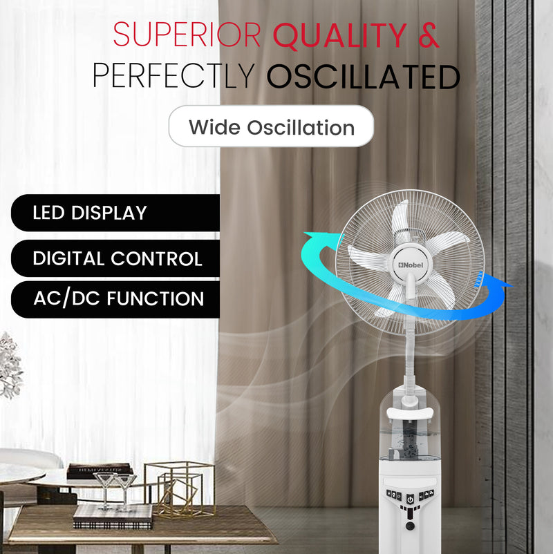 NOBEL Rechargeable Mist Fan White 16 inch Fan Blade NF777MRC-3